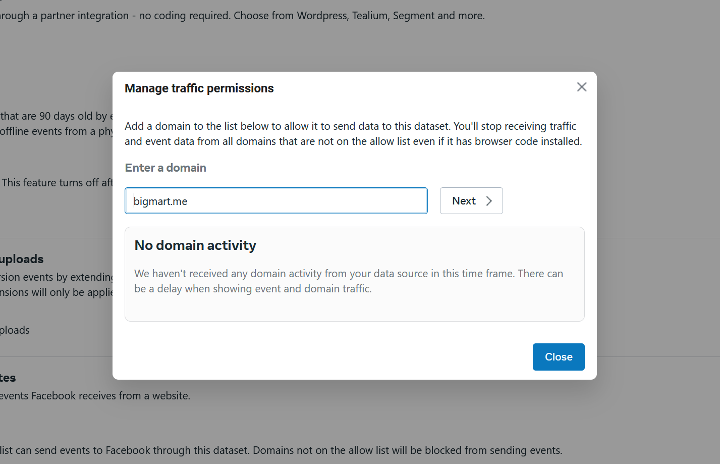 Facebook - Add Wbsite to Allow List