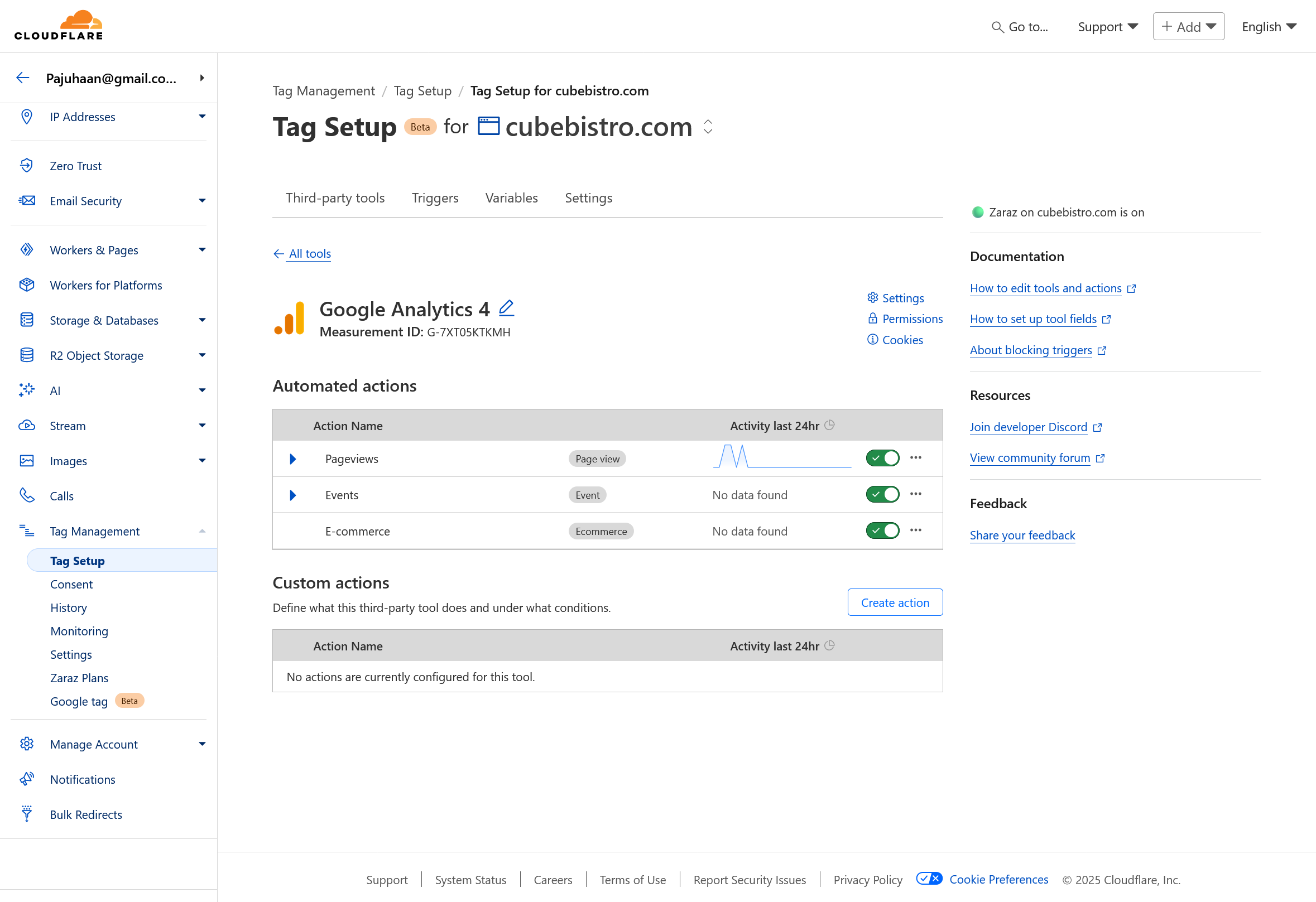 Cloudflare Zaraz - Google Analytics Tag