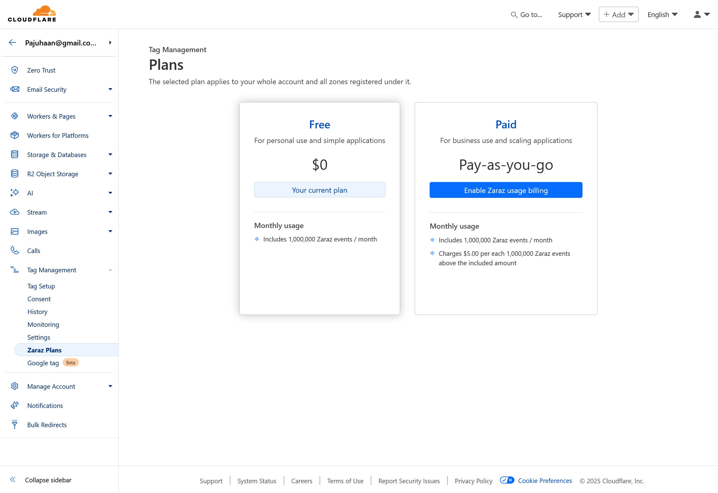 Cloudflare Zaraz - Plans