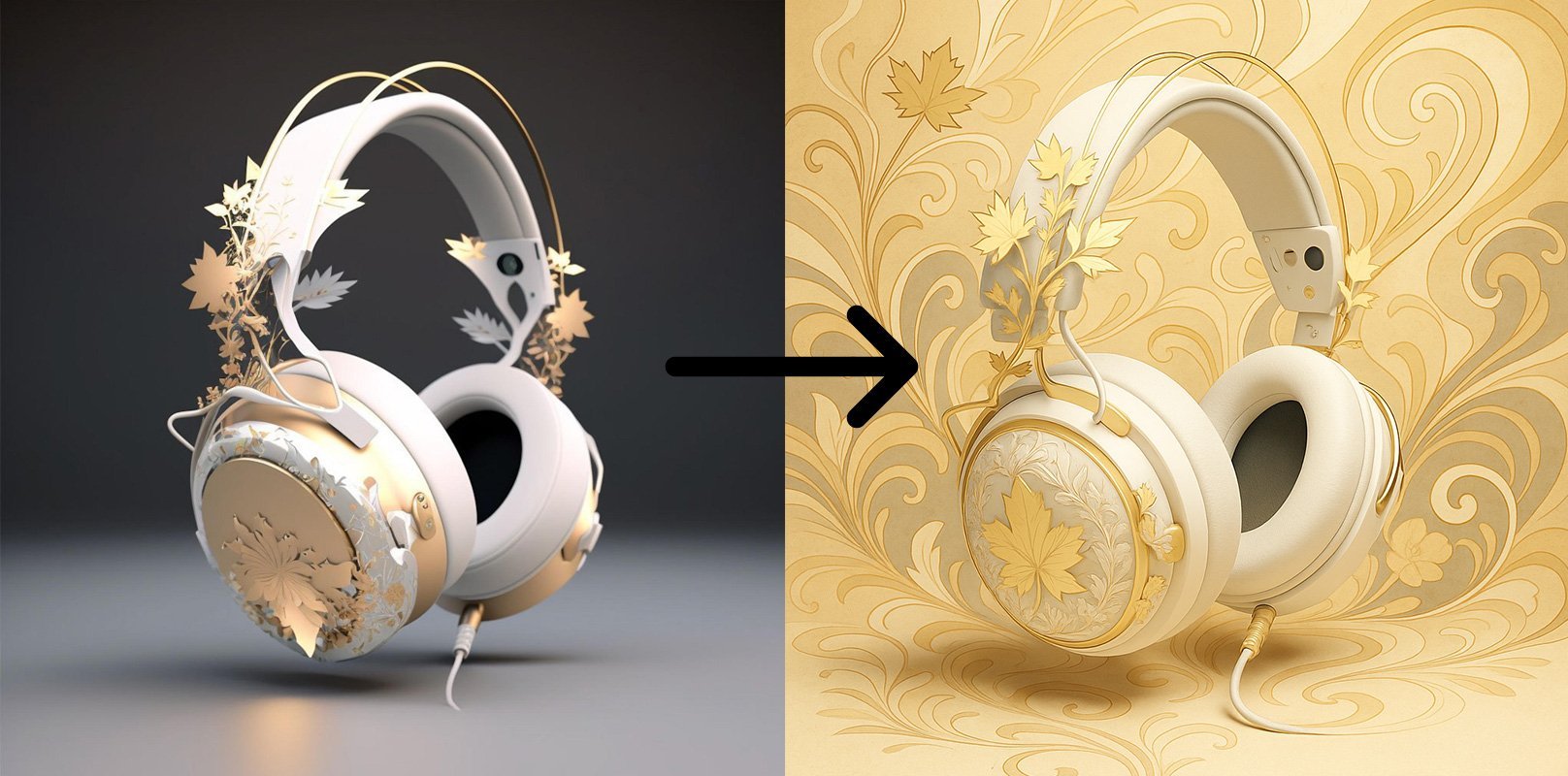 Set against an artistic, abstract background that enhances the product’s design and colors without distracting from its details.
