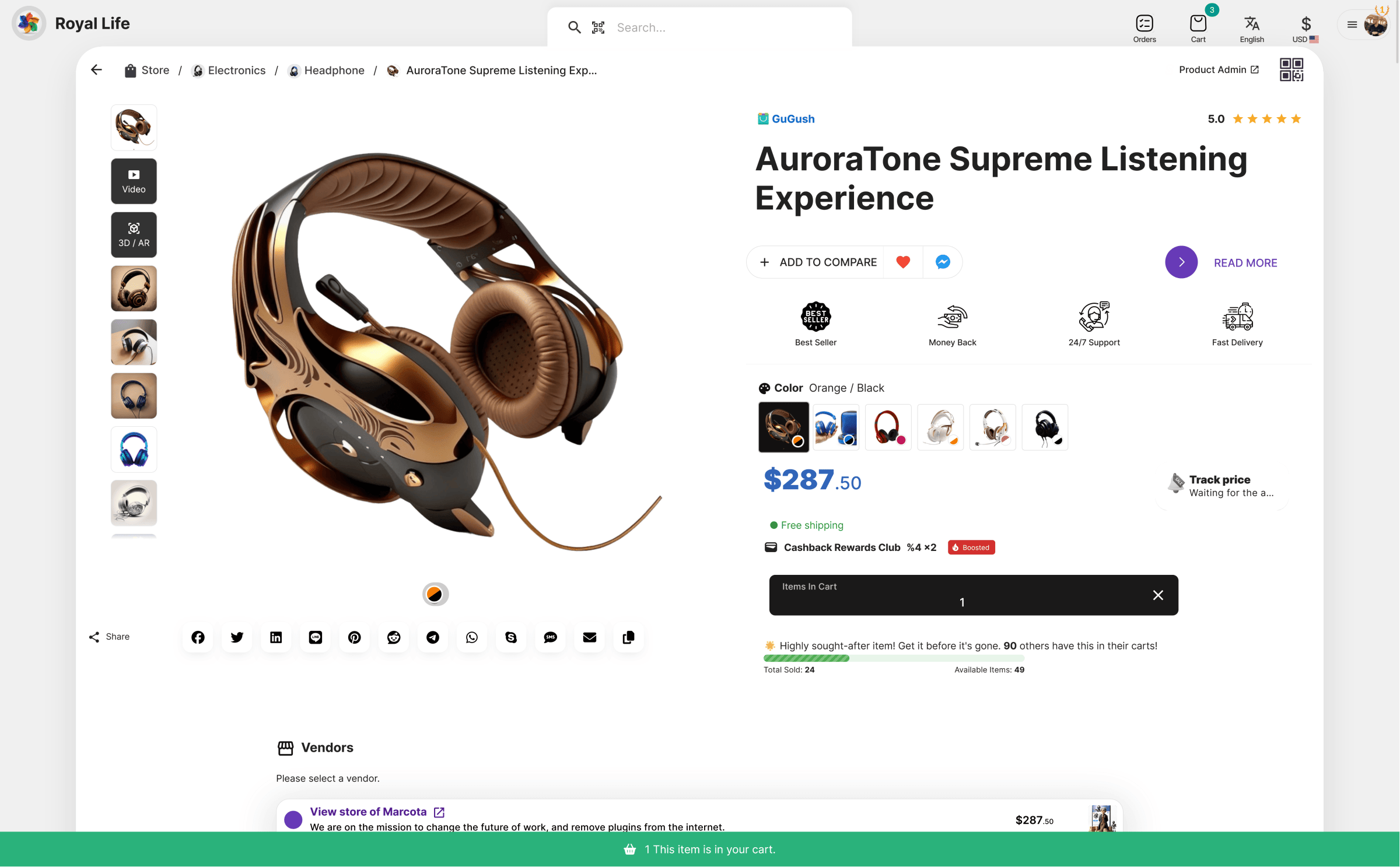 Created Product Page with Selldone (Multi Vendor Marketplace)