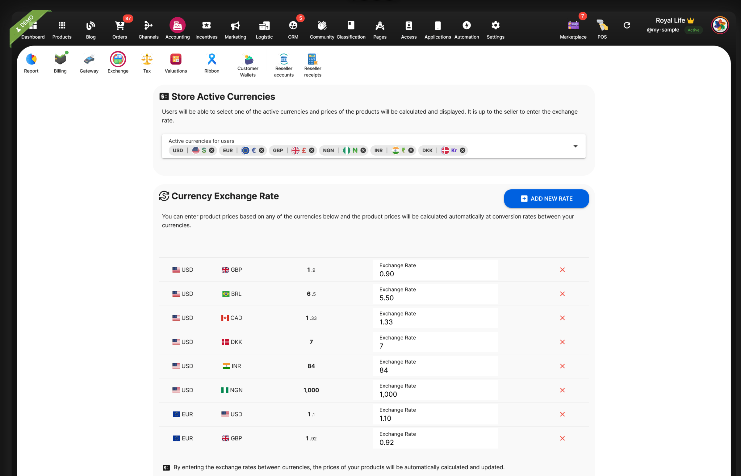 Selldone Exchange & Accounting Panel