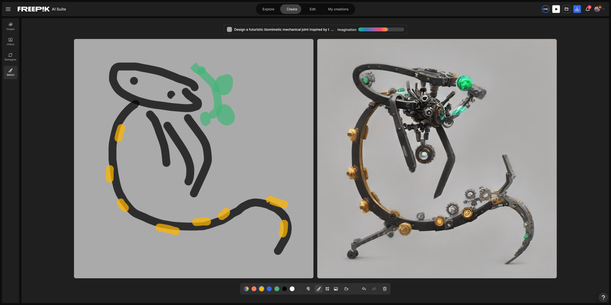 Freepik AI sketch to image tools