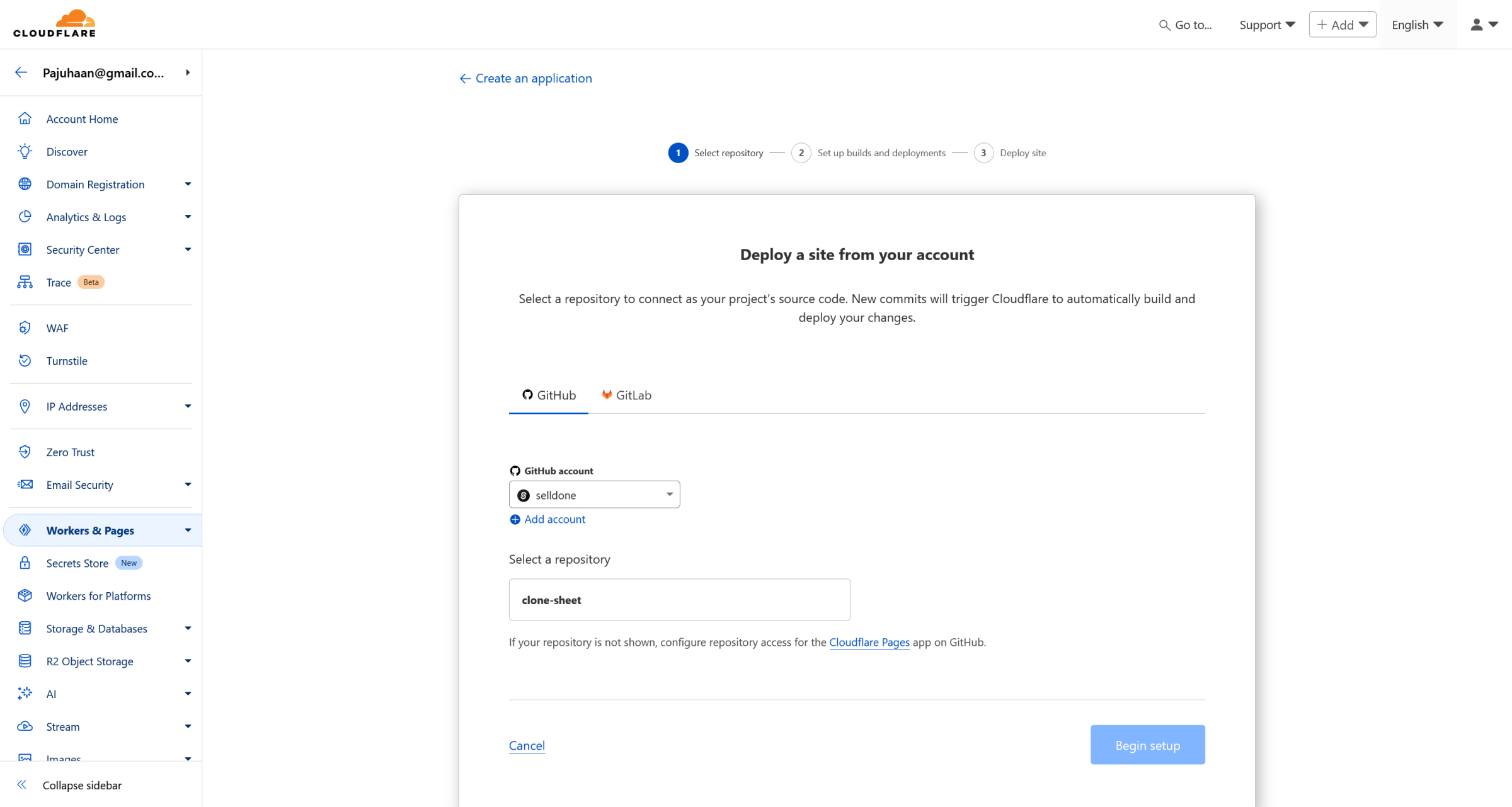 Cloudflare - Select Github Project