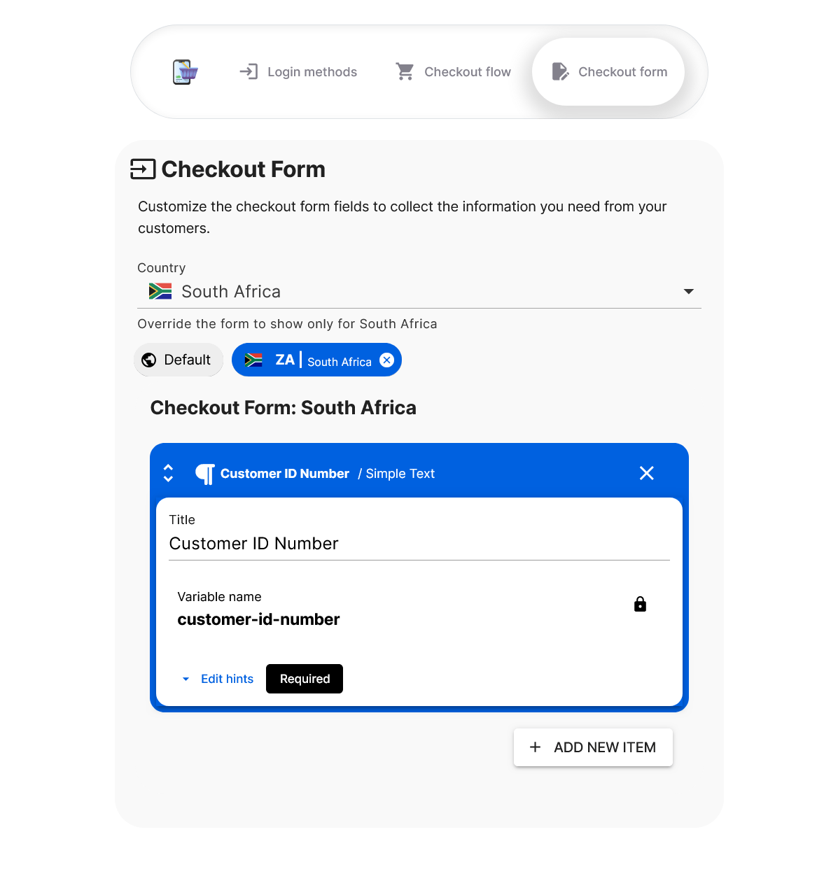 Only set checkout form for South Africa