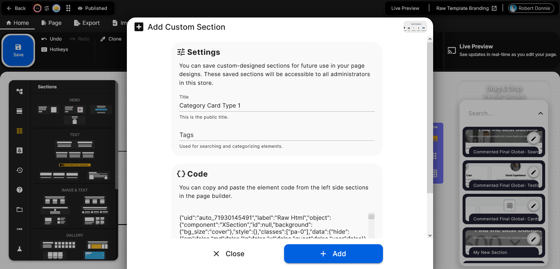 This saved section will be added to the right-side menu of the&hellip;