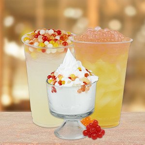 Frozen Dessert ToppingsPopping pearls have gained popularity because they are a fun and creative addition to desserts and more. They are colorful, made of seaweed extract, and filled with fruit juice. And a little smaller in size than the regular tapioca boba, popping pearls when bitten leaves your customer’s taste buds satisfied.