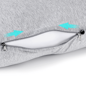 Zippers that are smooth for easier operationThe body pillow is easy to remove and clean thanks to its huge double-sided zippers. For added durability, it is double-stitched all the way around. The inner pillowcase has openings that make it simple to add or remove stuffing to suit your needs.