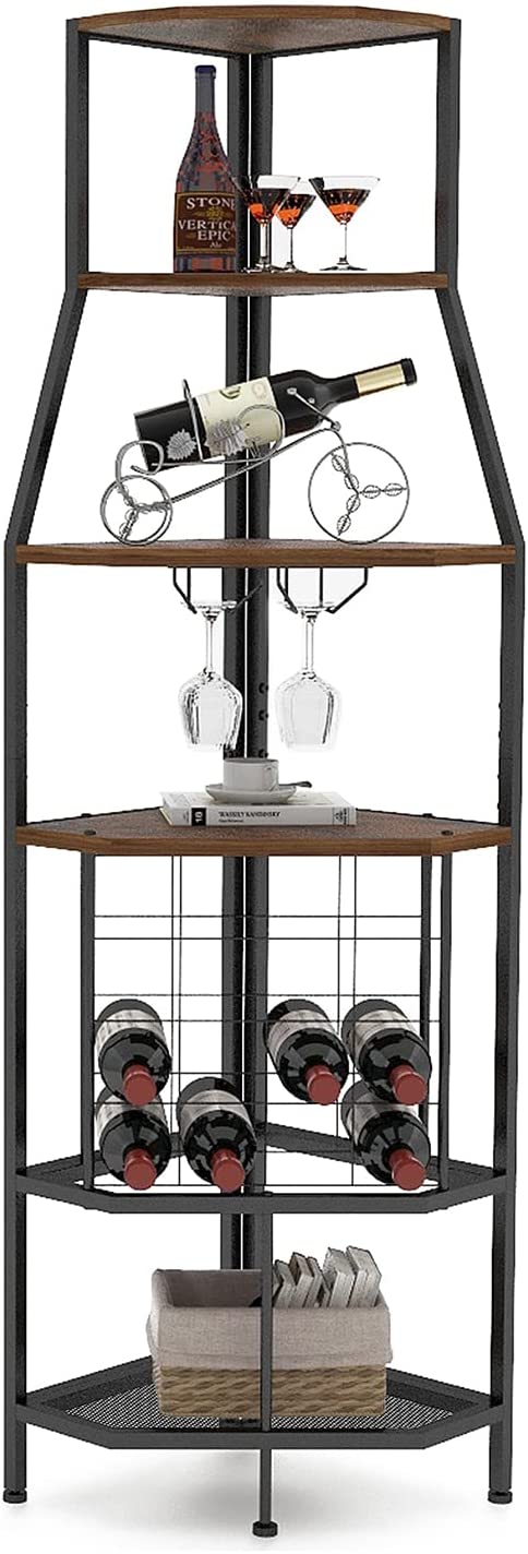 【Space Saving Freestanding Corner Wine Rack】HxLxW-67.32"x14.17"x14.17".It occupies little space,fits well in corner.Total