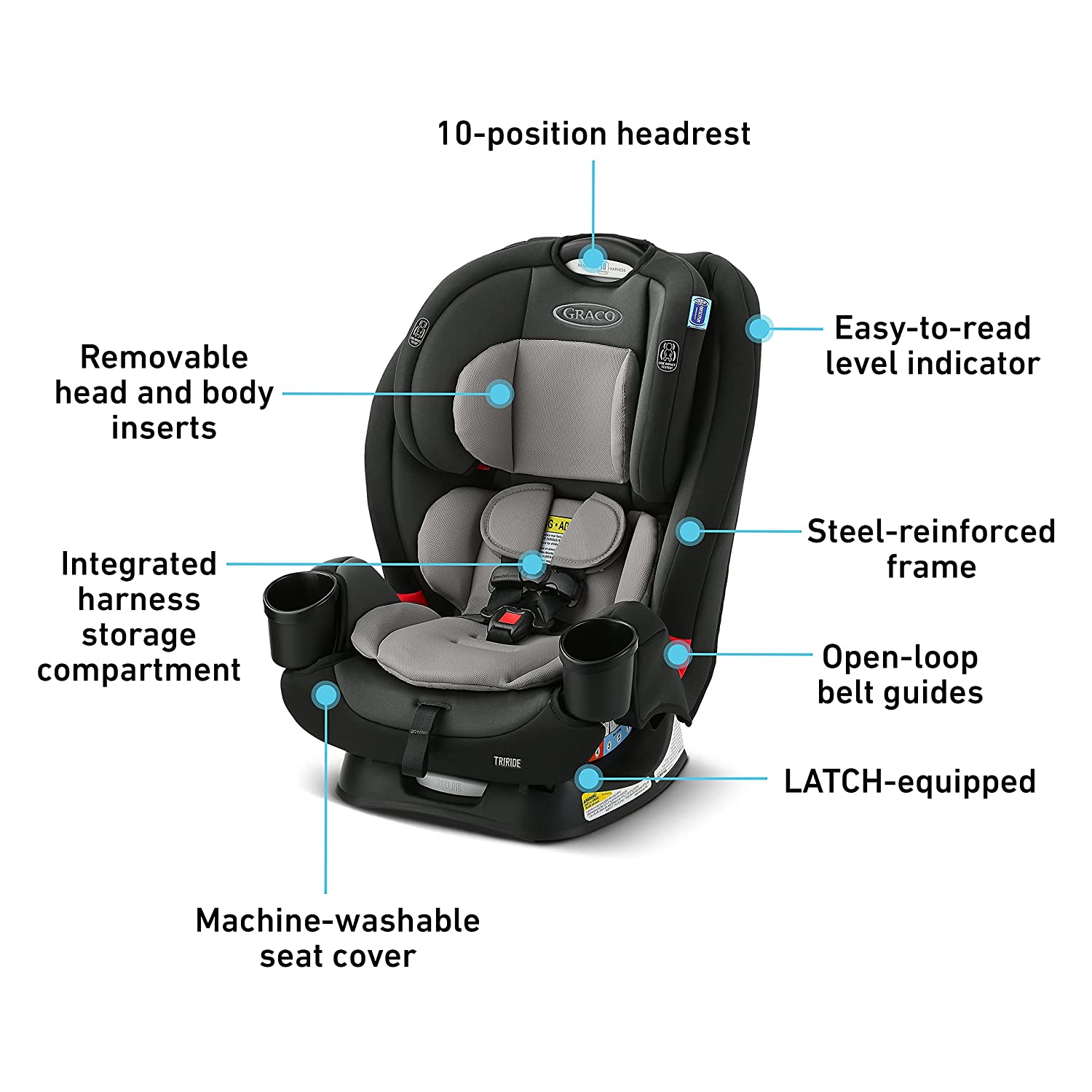 While in belt-positioning booster mode, the integrated harness storage compartment keeps theโฆ