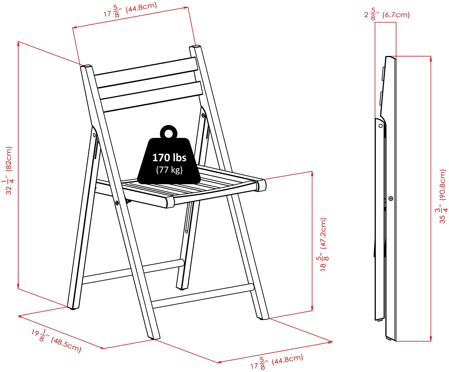 The slatted seats provide additional support, as do the double-bar backs. For