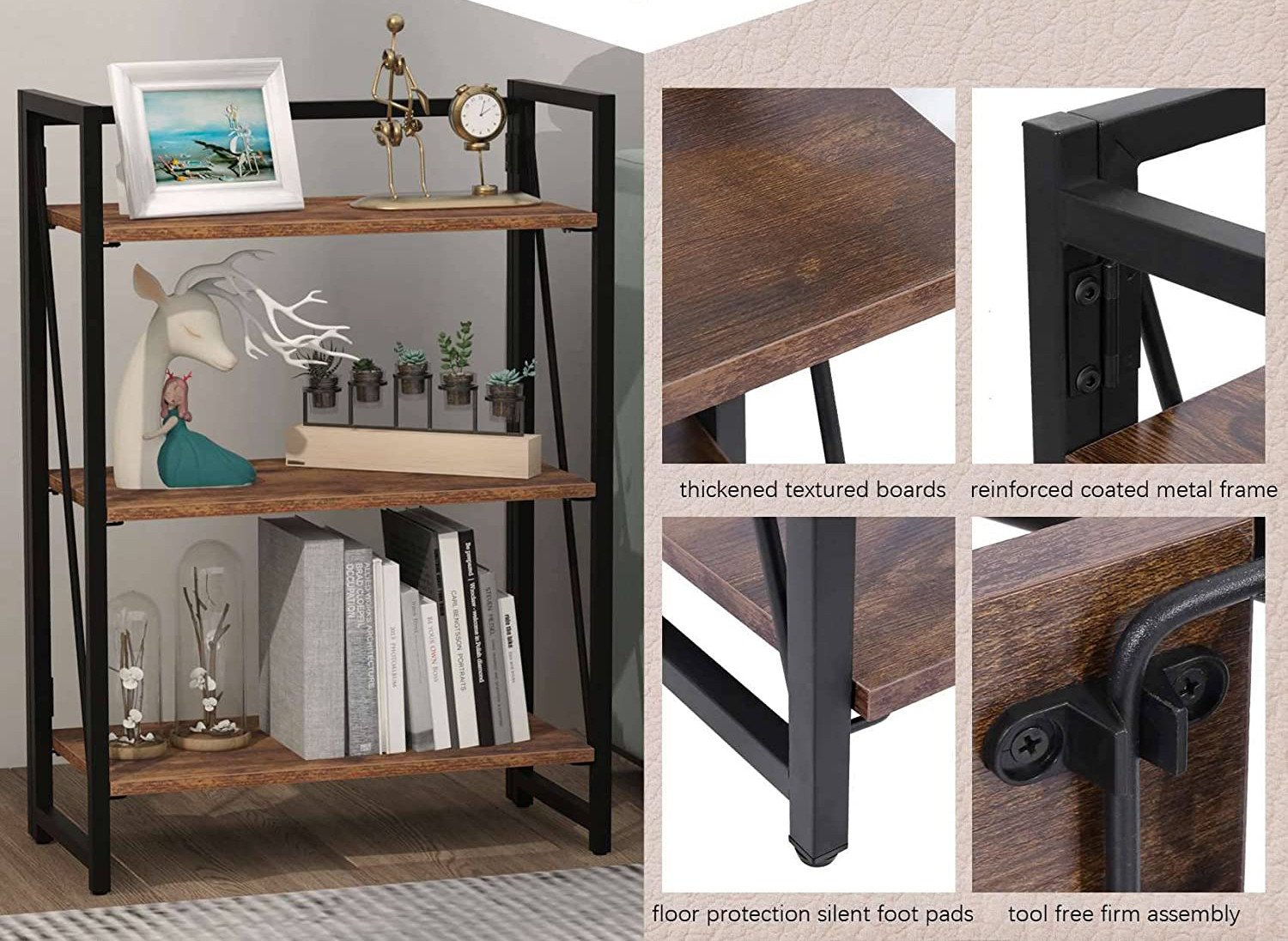 Foldable Frame - The standing shelf is foldable so you can relocate