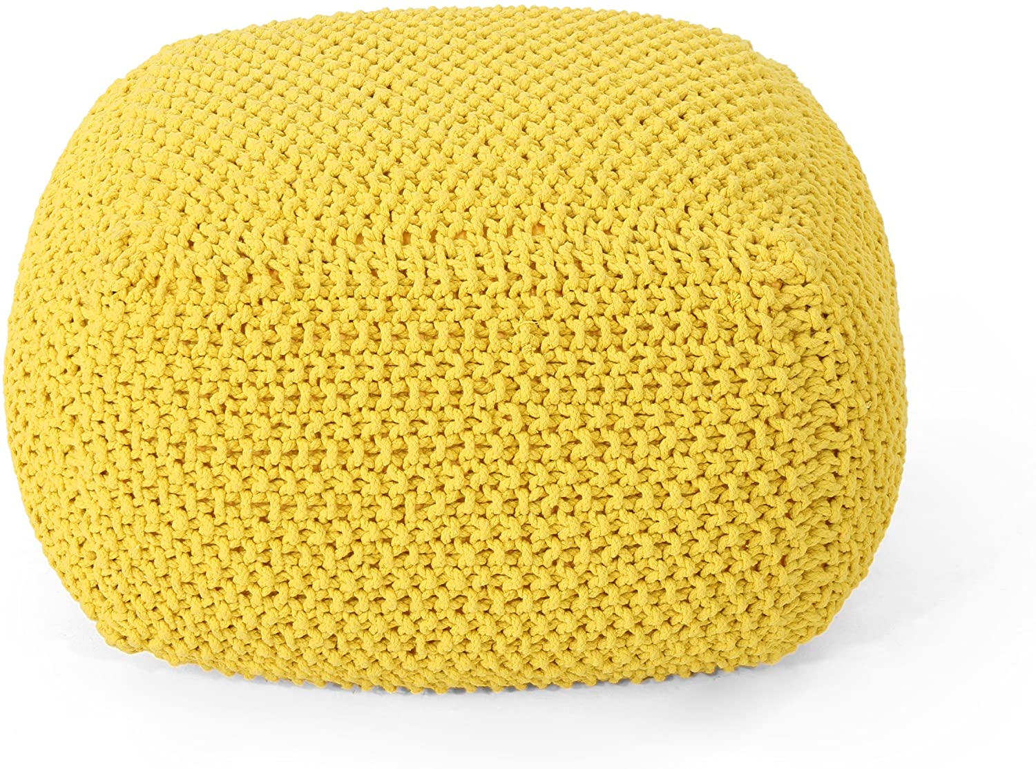 This cotton knitted square pouf will look great in any room of