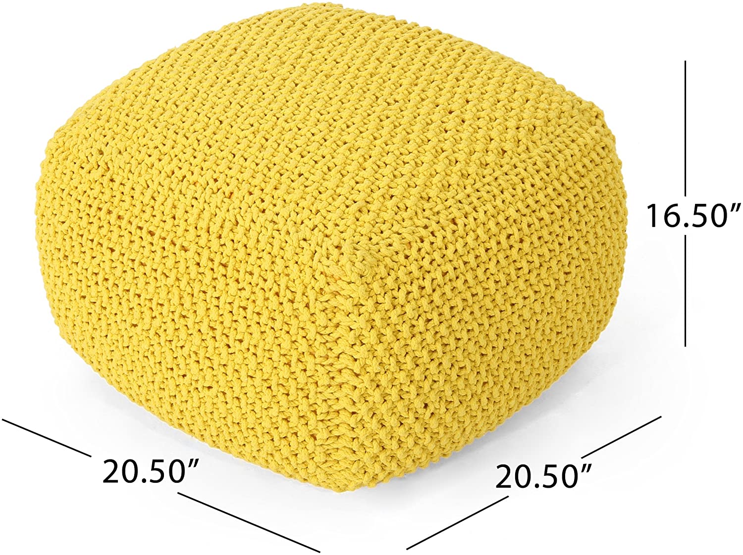This cotton knitted square pouf will look great in any room of