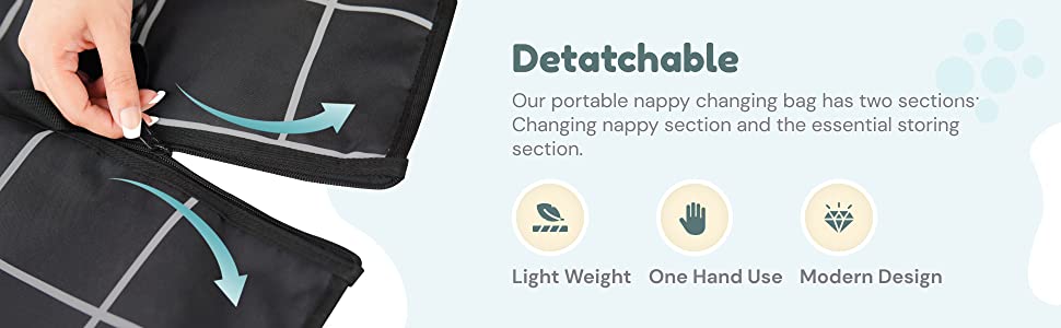Our portable baby changing mat contains compartments for baby diapers, wet wipes,β¦