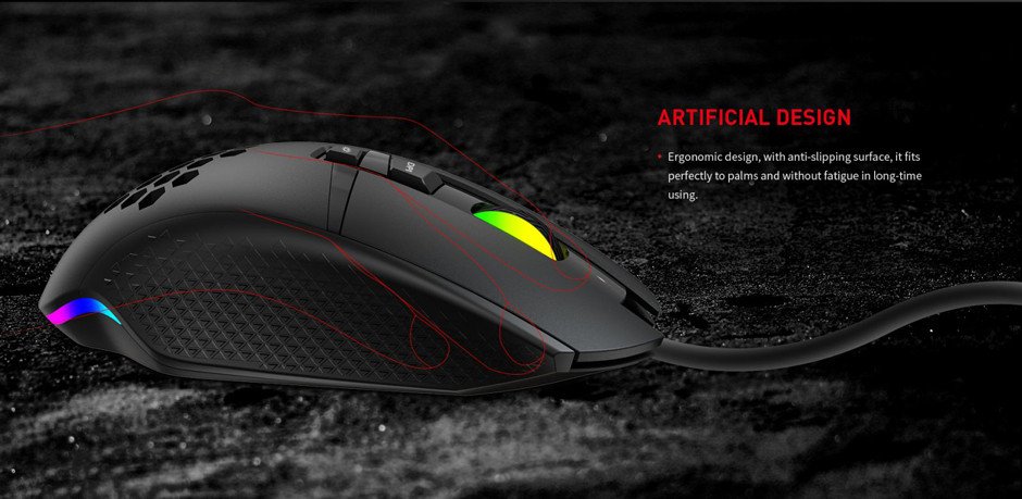 4 gear levels of mouse adjustment(800-1200-1600-3200DPI)Aerodynamically honeycomb for breathabil…