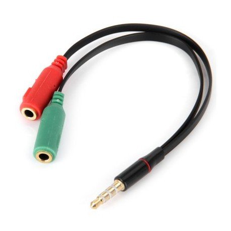 3.5mm Male to 2 Female Earphone Headphone &amp; Mic Audio Splitter Adapter Line Cable