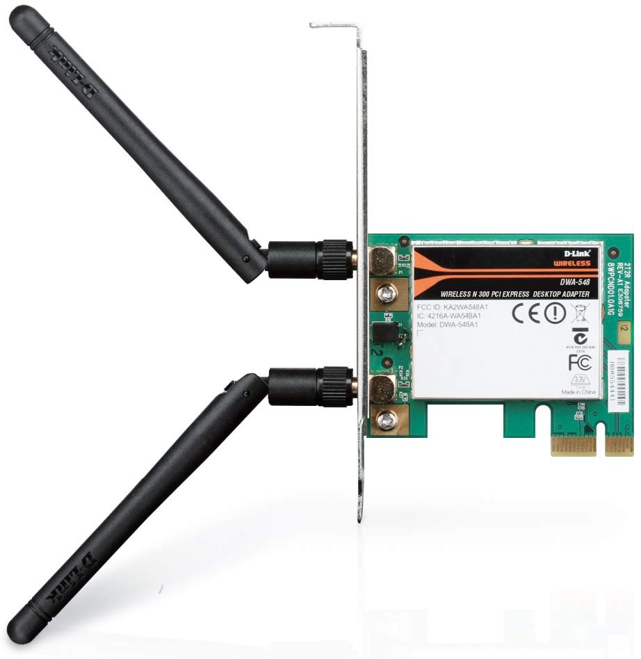 
 	Wireless N300 Technology
 	2 x 2.0dBi External Antennas
 	PCI Express x1, x4, x8, or x16 support
 	Low Profile Bracket included
