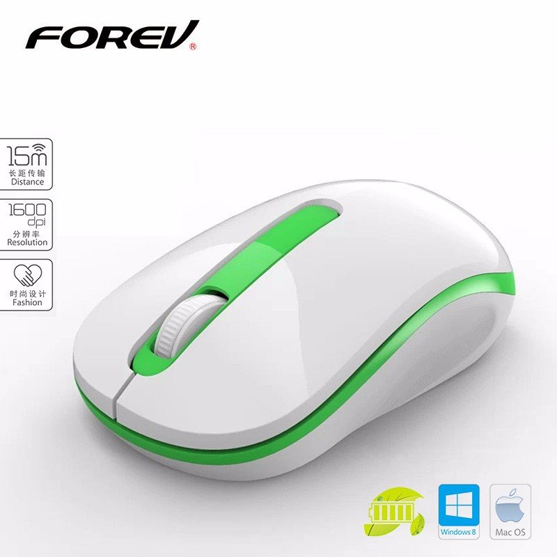 



 	Brand : Forev
 	Color : White
 	Mouse Type : Optical Mouse
 	Connectivity : Wireless
 	Compatible with : PC &amp; Laptop
 	null : FV 188



