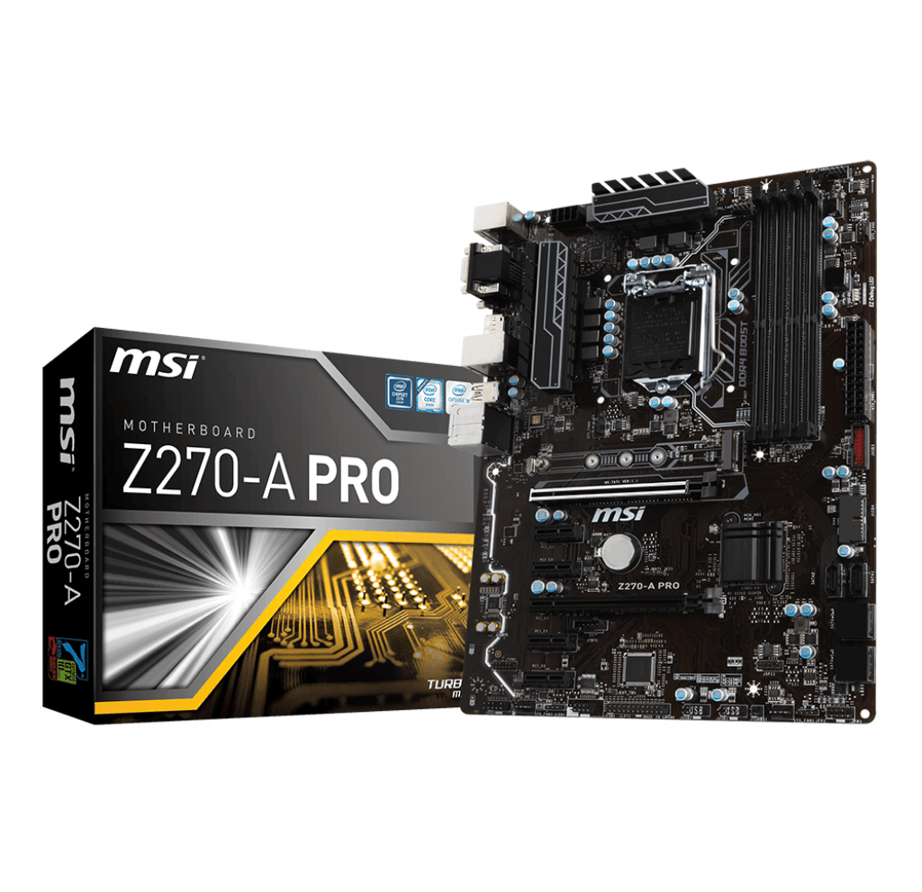 
 	Supports 7th / 6th Gen Intel® Core™ / Pentium® / Celeron® processors for LGA 1151 socket
 	Supports DDR4-3800+(OC) Memory
 	DDR4 Boost: Give your DDR4 memory a performance boost
 	Audio Boost: Reward your ears with studio grade sound quality for a HI-FI experience
 	EZ Debug LED: Easiest way to troubleshoot
 	Turbo M.2: Delivering Speeds Up to 32Gb/s, Intel Optane Memory Ready
 	X-Boost: Great tool to boost your USB &amp; Storage performance
 	Doublo ESD Protection: Double layer grounding motherboard mounting holes
 	Military Class 5, Guard-Pro: Latest evolution in high quality components for best protection and efficiency
 	Click BIOS 5: Award-winning BIOS with high resolution scalable font, favorites and search function
