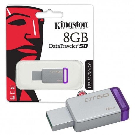 DataTraveler® 50 is a lightweight USB Flash drive available in capacities from 8GB to 128GB1. The drive’s compact, capless design features a metal casing that complements any compatible device and colourful accents that range by drive capacity. Backward compatible with existing USB 2.0 ports for convenience, this USB 3.1 Gen 1 (USB 3.0)2 drive ensures easy data transfer between devices. DT 50 is backed by a five-year warranty, free technical support and legendary Kingston® reliability.