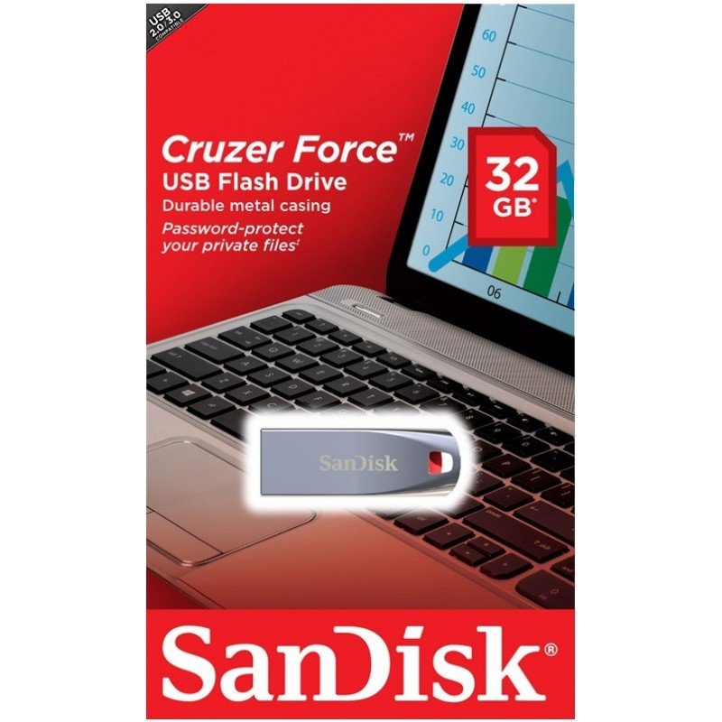 With the Cruzer Force USB flash drive, you'll get large storage capacities within a distinctive, stylish design. This USB flash drive features a durable metal casing that provides a dash of style. This secure, reliable flash drive can store even large files, including high-resolution images and HD video.