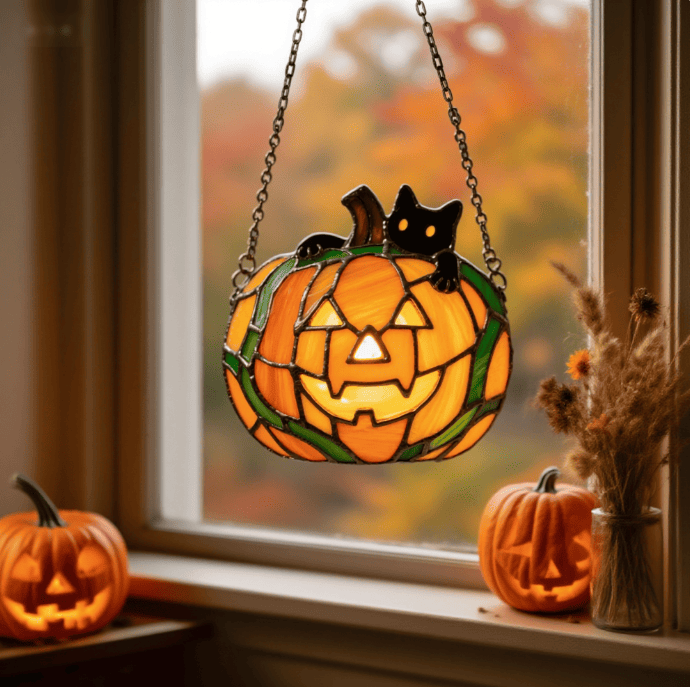 🎃 Pumpkin Glass Pendant Lamp: Handmade Craftsmanship Meets Festive Charm ✨🍂