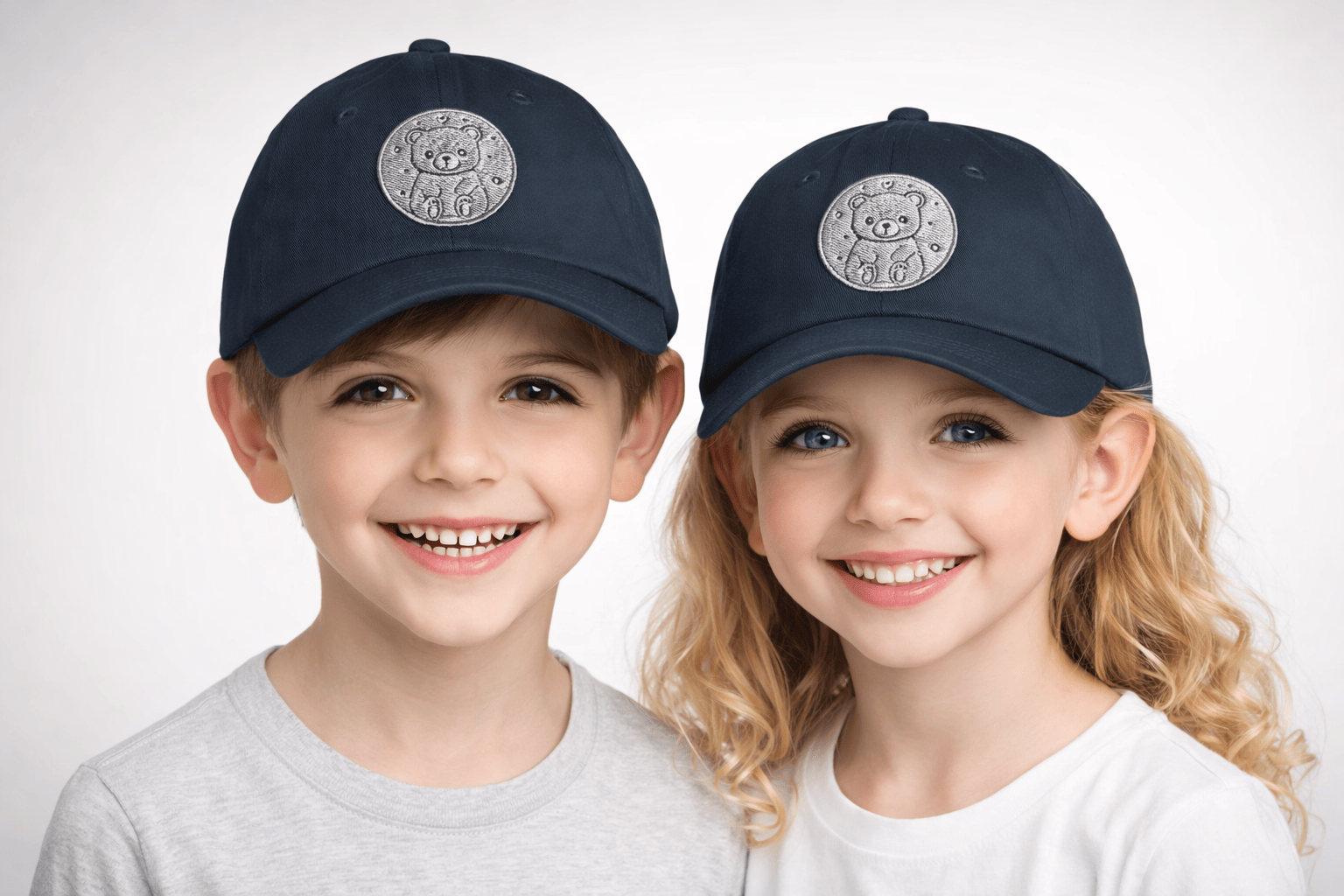 Youth Baseball Cap – Cute Bear Embroidered Hat for Kids