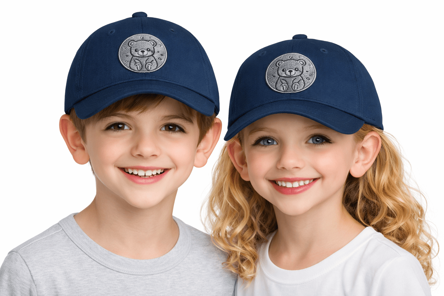 Youth Baseball Cap – Cute Bear Embroidered Hat for Kids