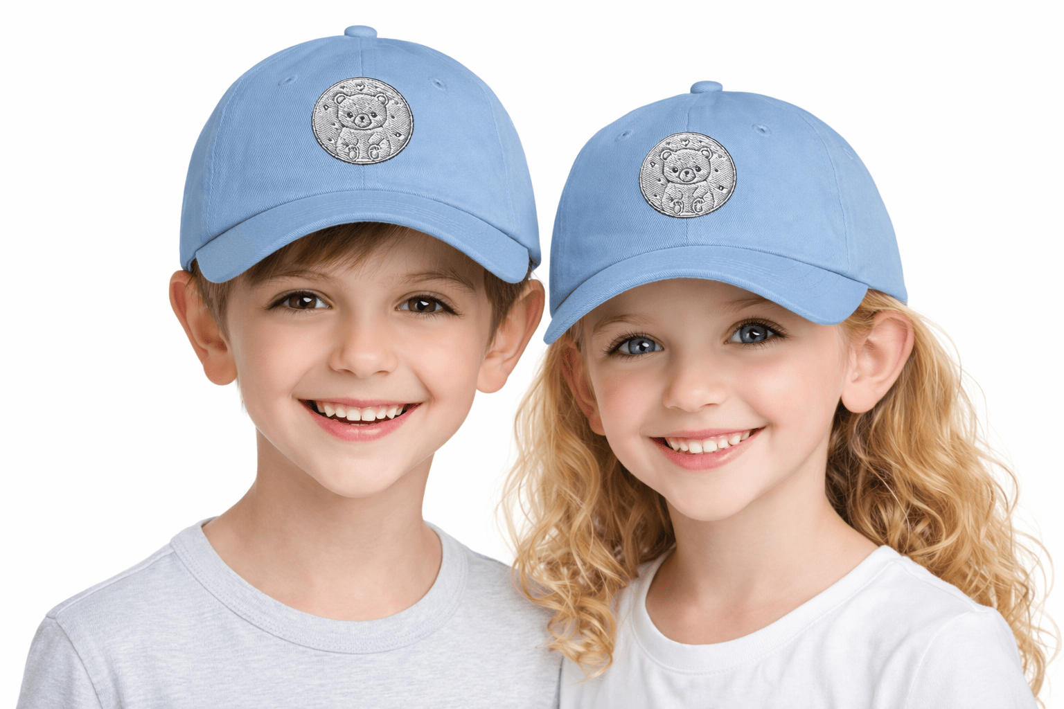 Youth Baseball Cap – Cute Bear Embroidered Hat for Kids