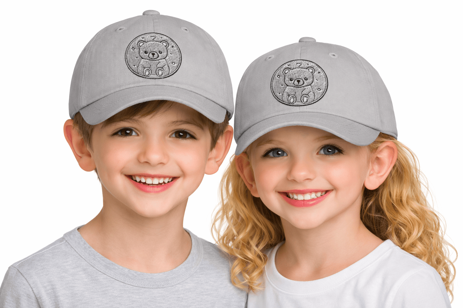 Youth Baseball Cap – Cute Bear Embroidered Hat for Kids