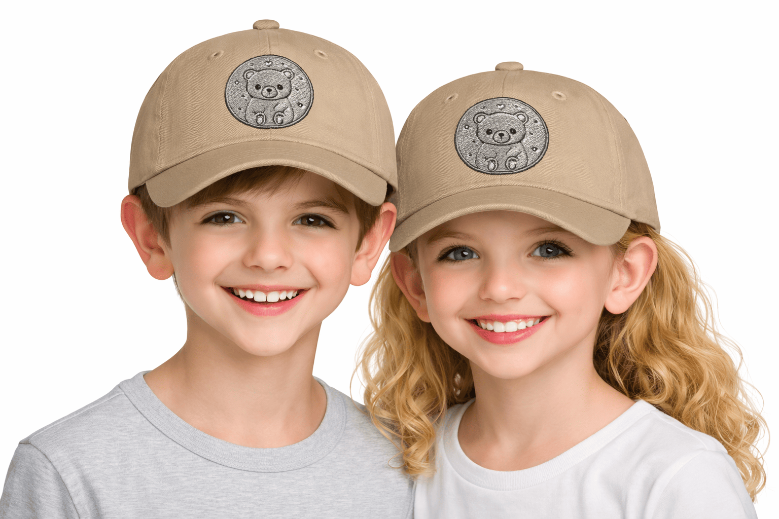 Youth Baseball Cap – Cute Bear Embroidered Hat for Kids