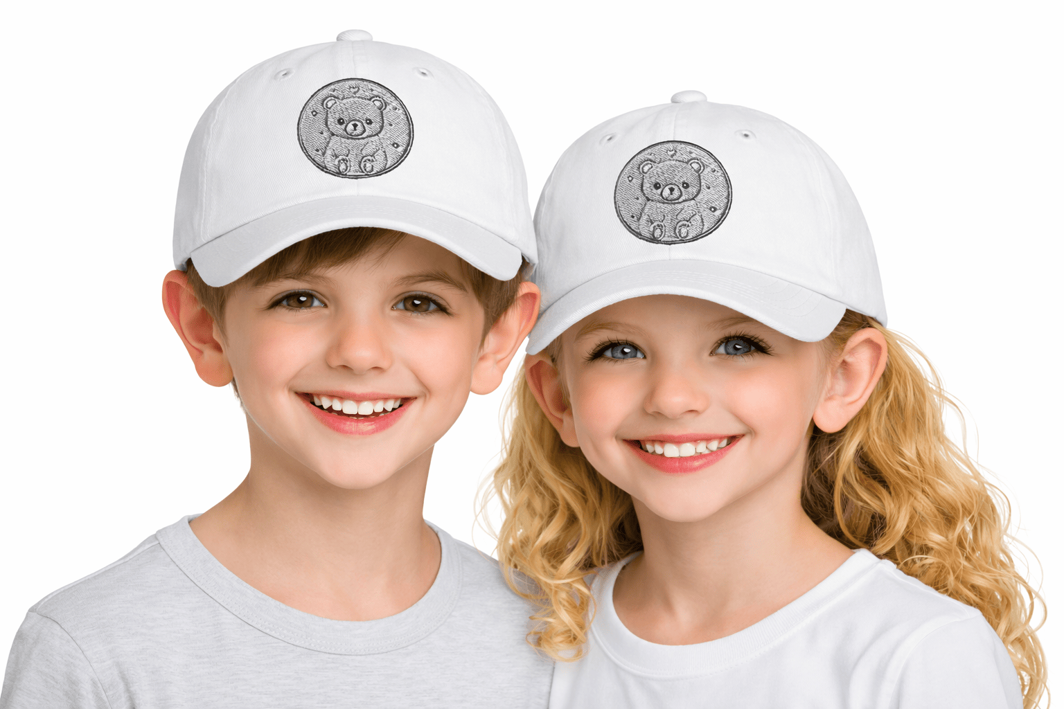 Youth Baseball Cap – Cute Bear Embroidered Hat for Kids