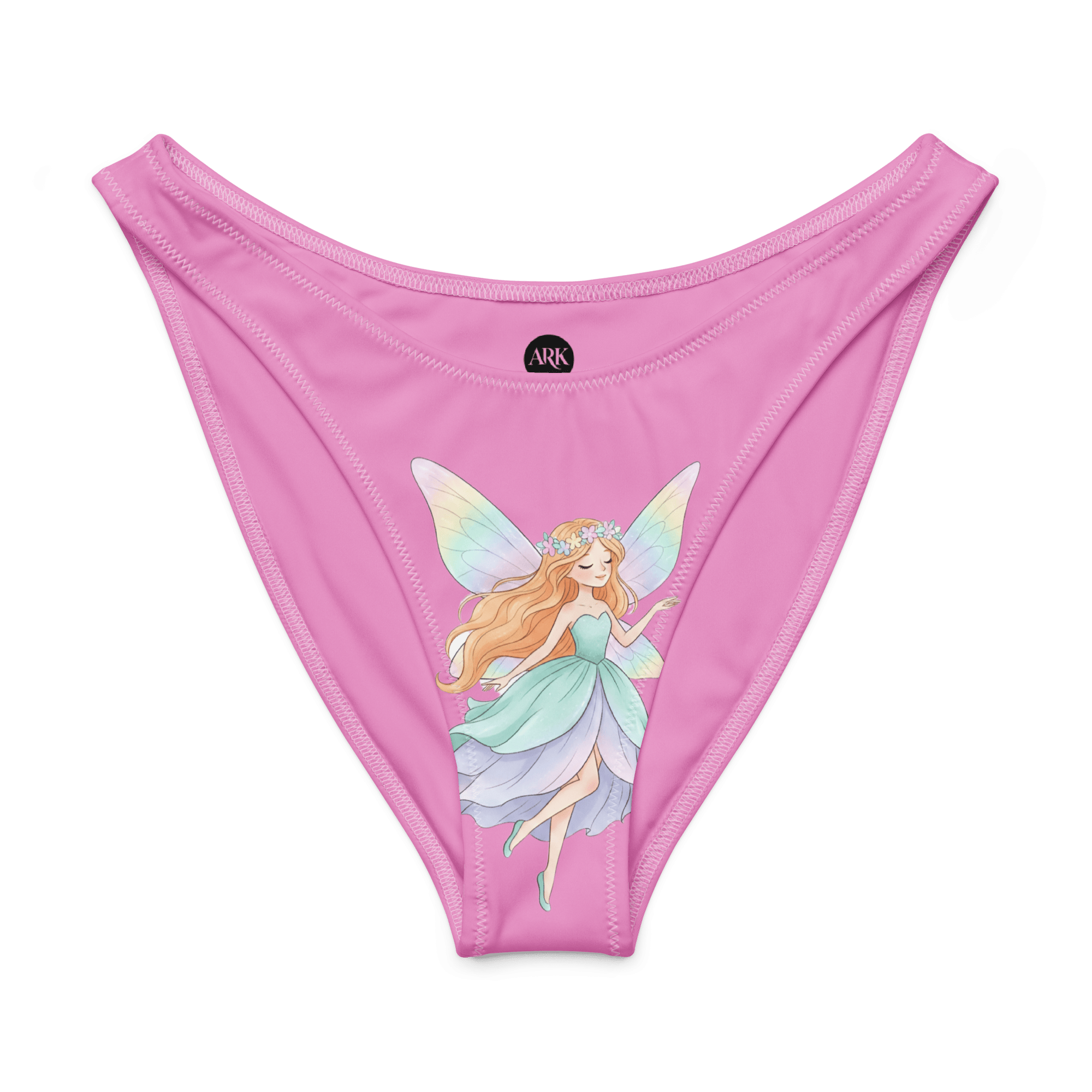 Fairy Dreams Pink Recycled V-Cut Bikini Bottom | Women's Sustainable High-Leg Swimwear