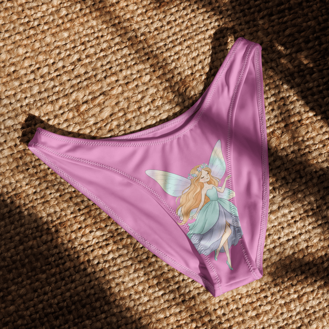 Fairy Dreams Pink Recycled V-Cut Bikini Bottom | Women's Sustainable High-Leg Swimwear