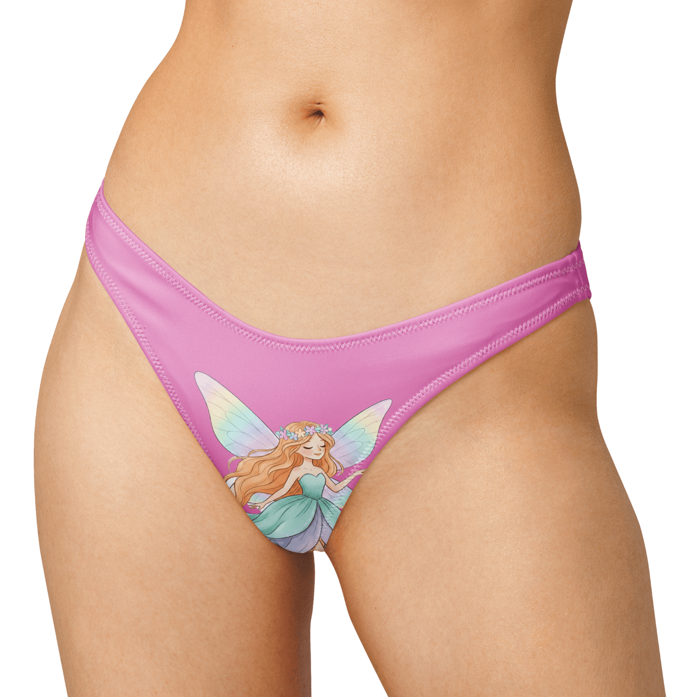 Fairy Dreams Pink Recycled V-Cut Bikini Bottom | Women's Sustainable High-Leg Swimwear