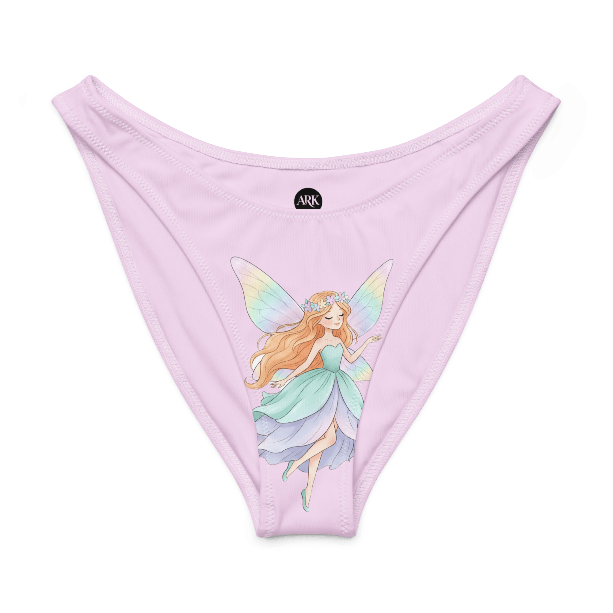 Fairy Dreams Light Pink Recycled V-Cut Bikini Bottom – High-Leg Sustainable Swimwear for Women