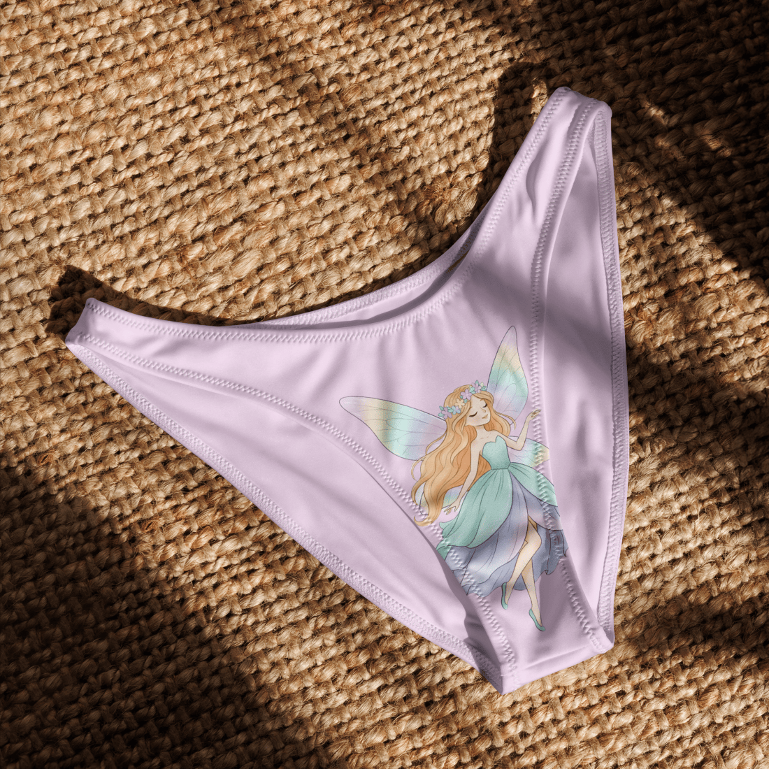 Fairy Dreams Light Pink Recycled V-Cut Bikini Bottom – High-Leg Sustainable Swimwear for Women
