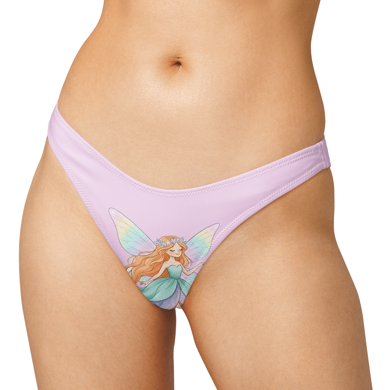 Fairy Dreams Light Pink Recycled V-Cut Bikini Bottom – High-Leg Sustainable Swimwear for Women