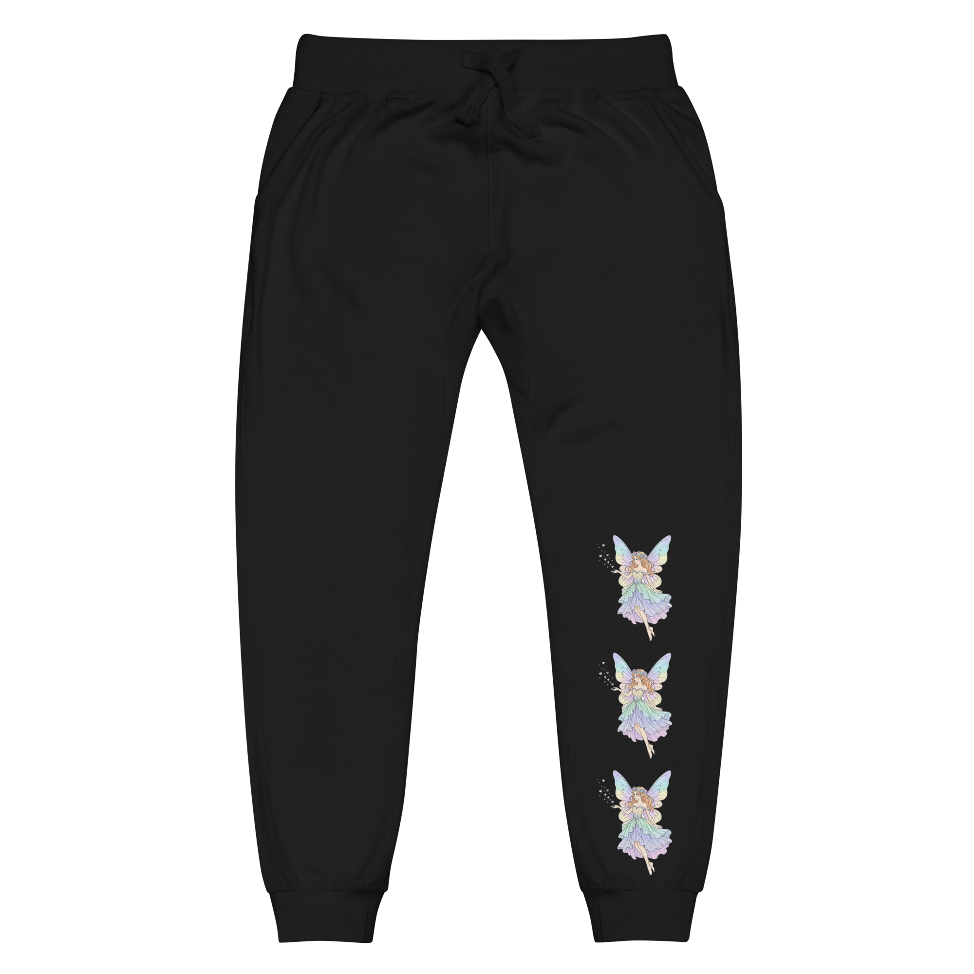 Enchanted Fairy Unisex Fleece Sweatpants – Premium Cotton Blend Joggers with Magical Fairy Print