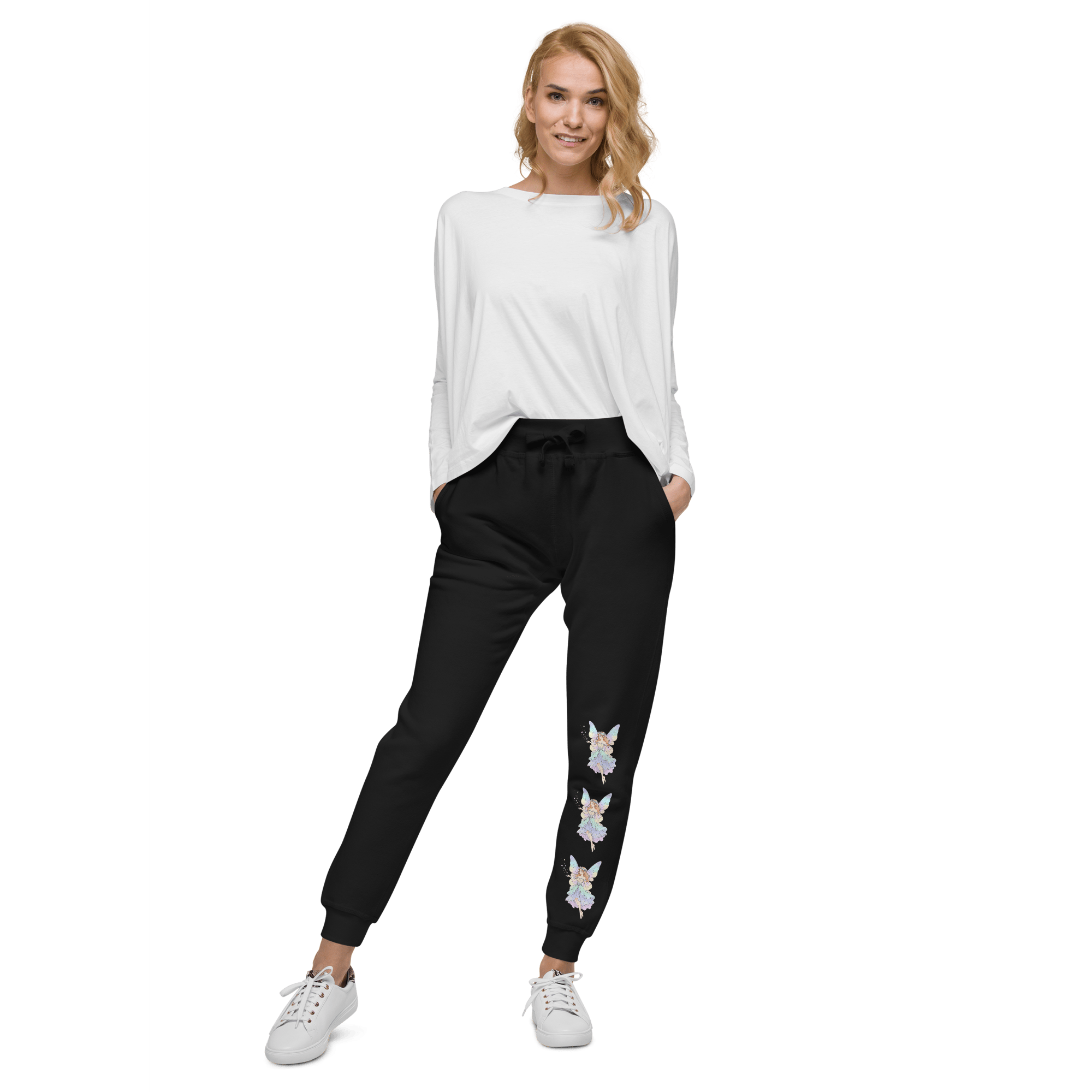 Enchanted Fairy Unisex Fleece Sweatpants – Premium Cotton Blend Joggers with Magical Fairy Print