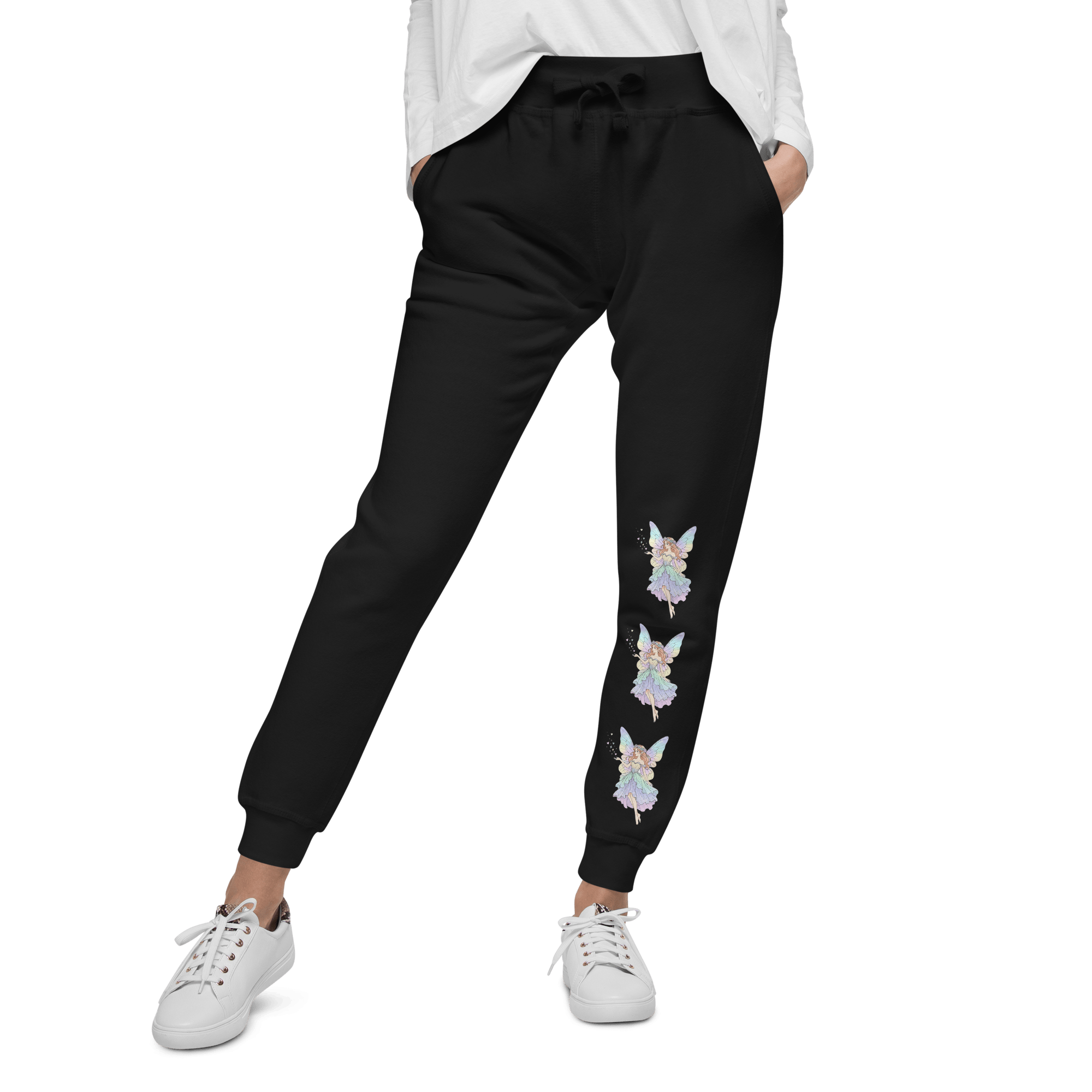 Enchanted Fairy Unisex Fleece Sweatpants – Premium Cotton Blend Joggers with Magical Fairy Print