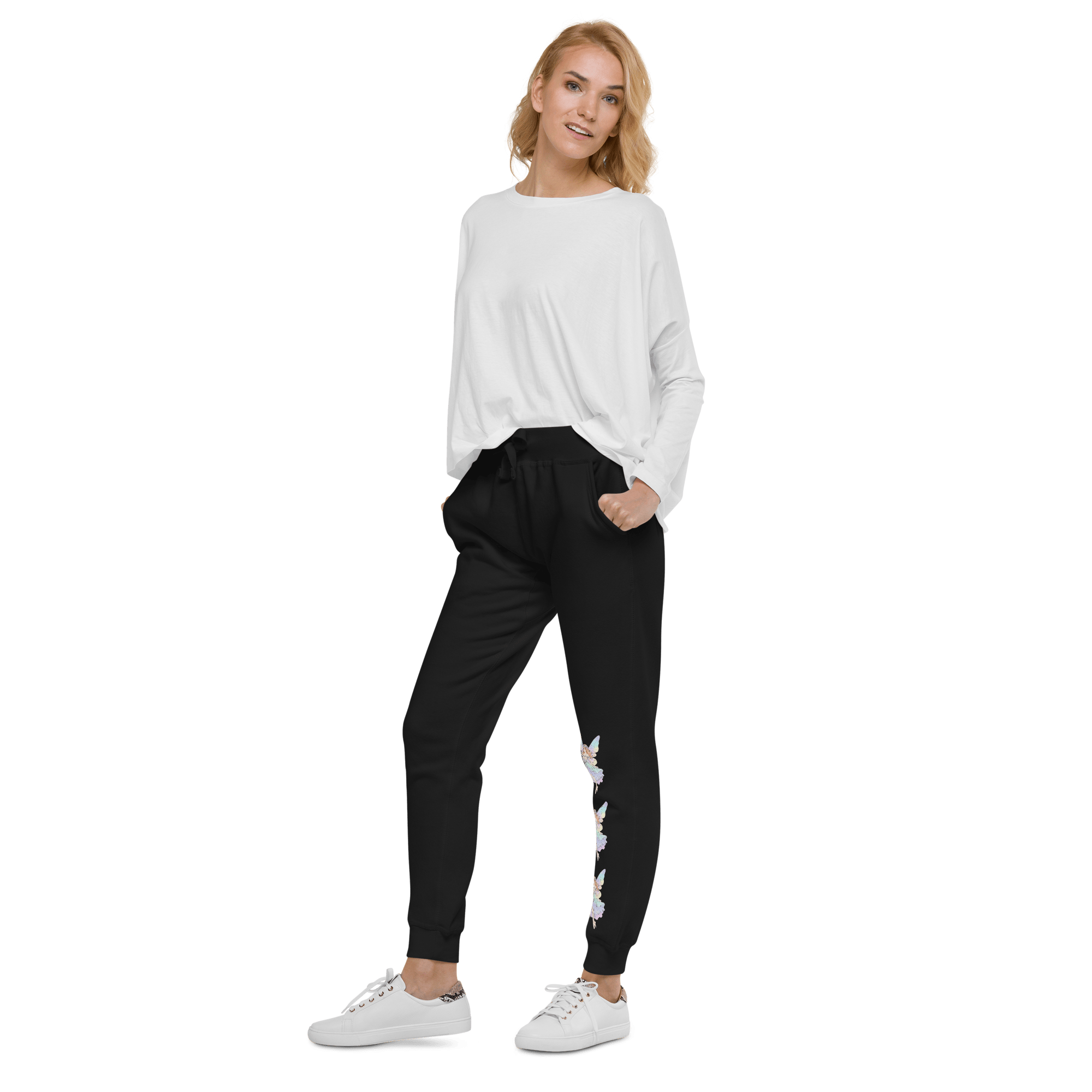 Enchanted Fairy Unisex Fleece Sweatpants – Premium Cotton Blend Joggers with Magical Fairy Print