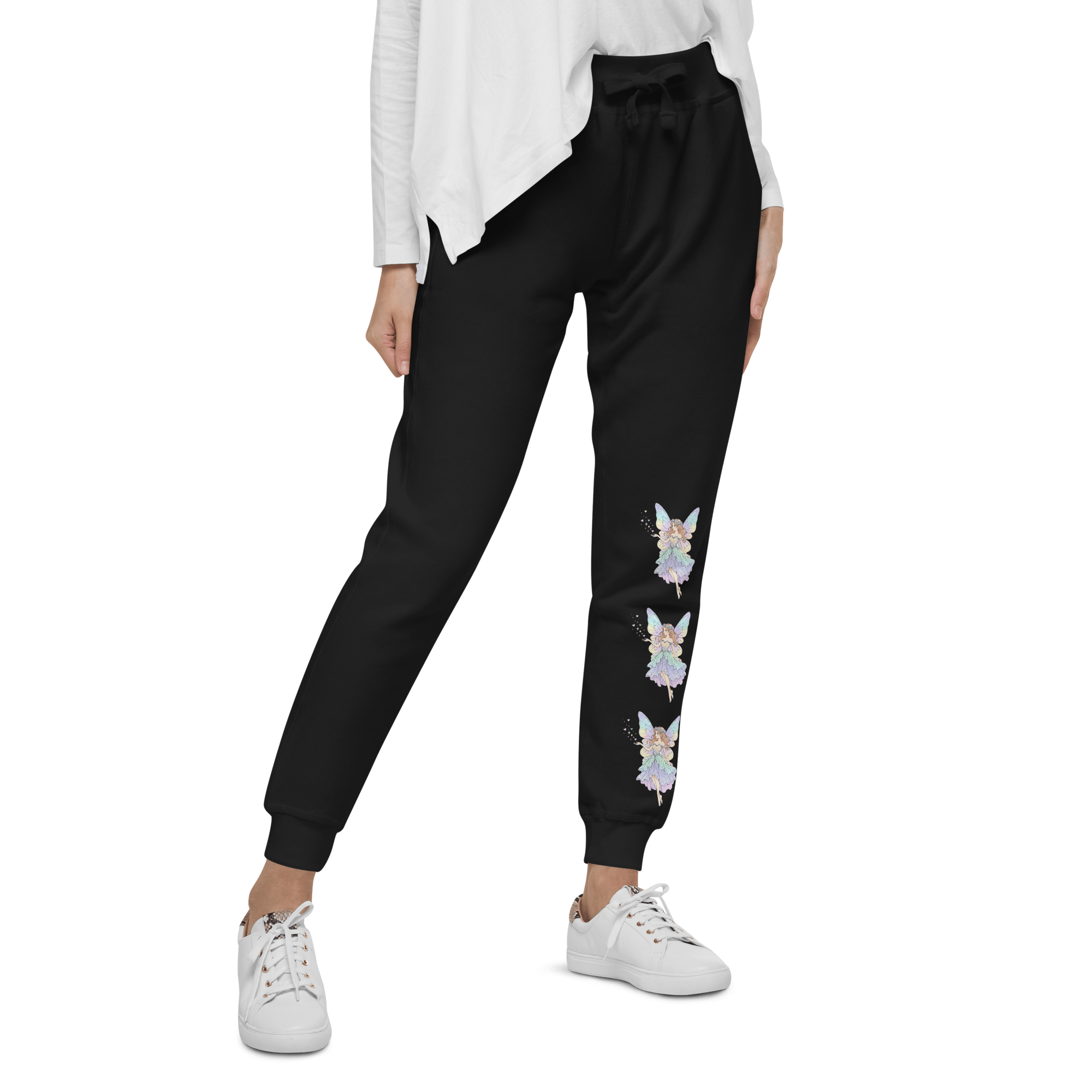 Enchanted Fairy Unisex Fleece Sweatpants – Premium Cotton Blend Joggers with Magical Fairy Print