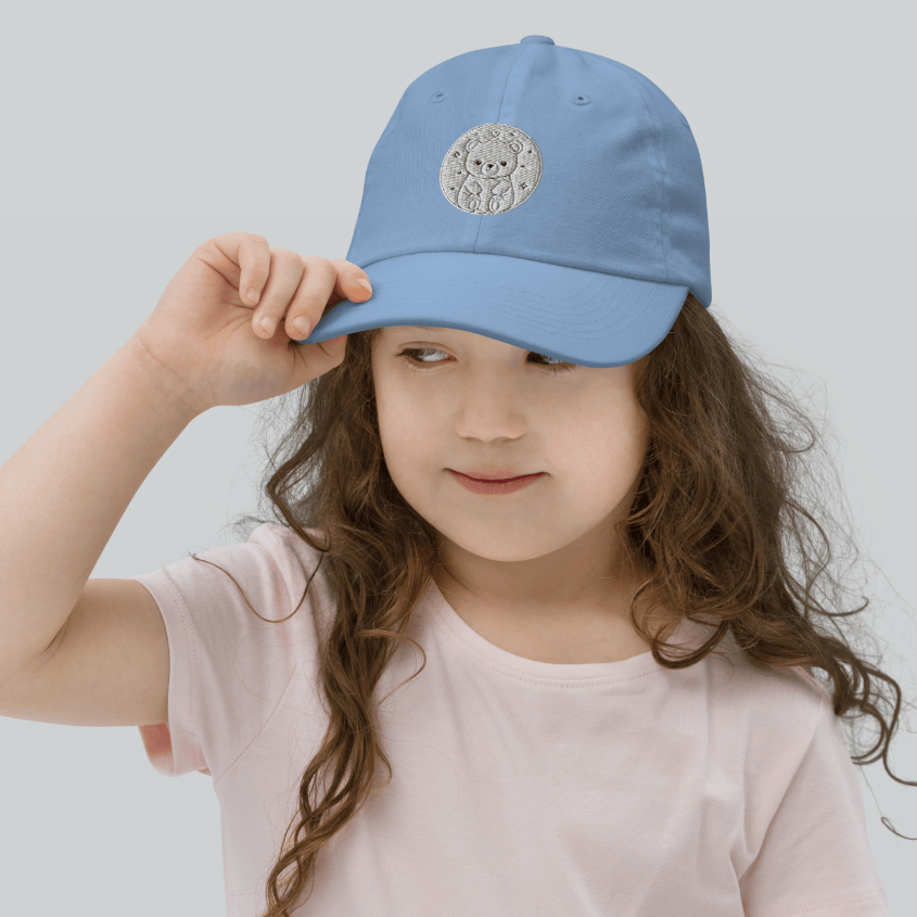 Youth Baseball Cap – Cute Bear Embroidered Hat for Kids