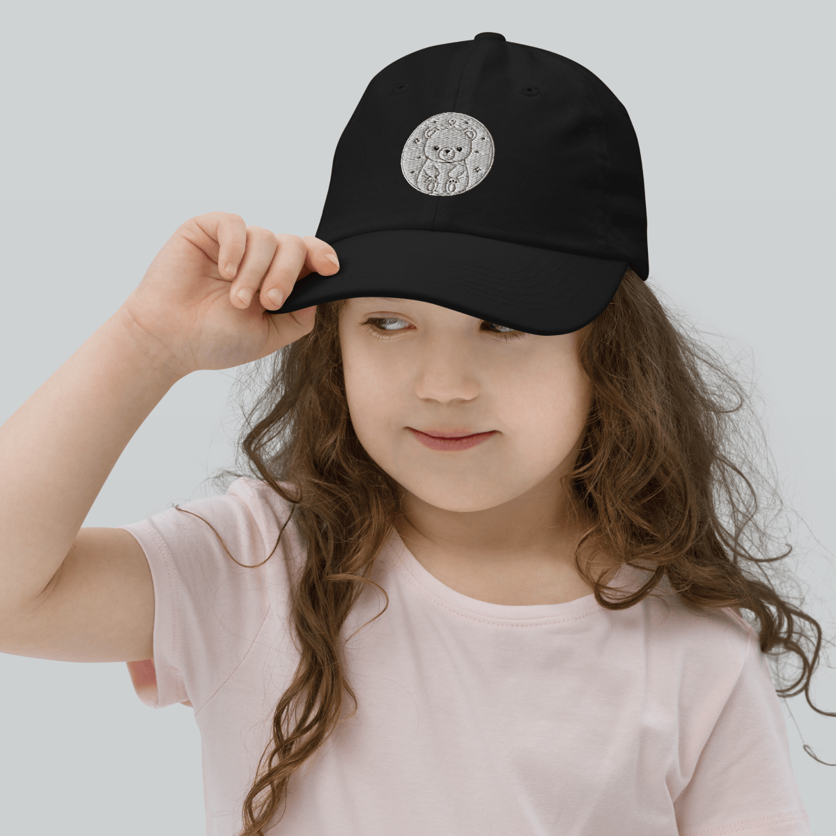Youth Baseball Cap – Cute Bear Embroidered Hat for Kids
