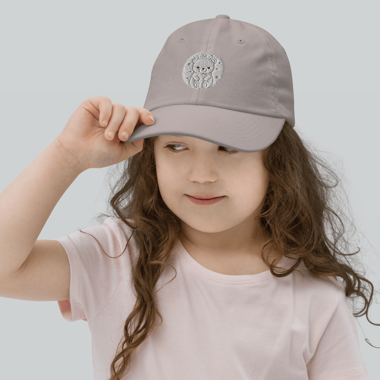 Youth Baseball Cap – Cute Bear Embroidered Hat for Kids