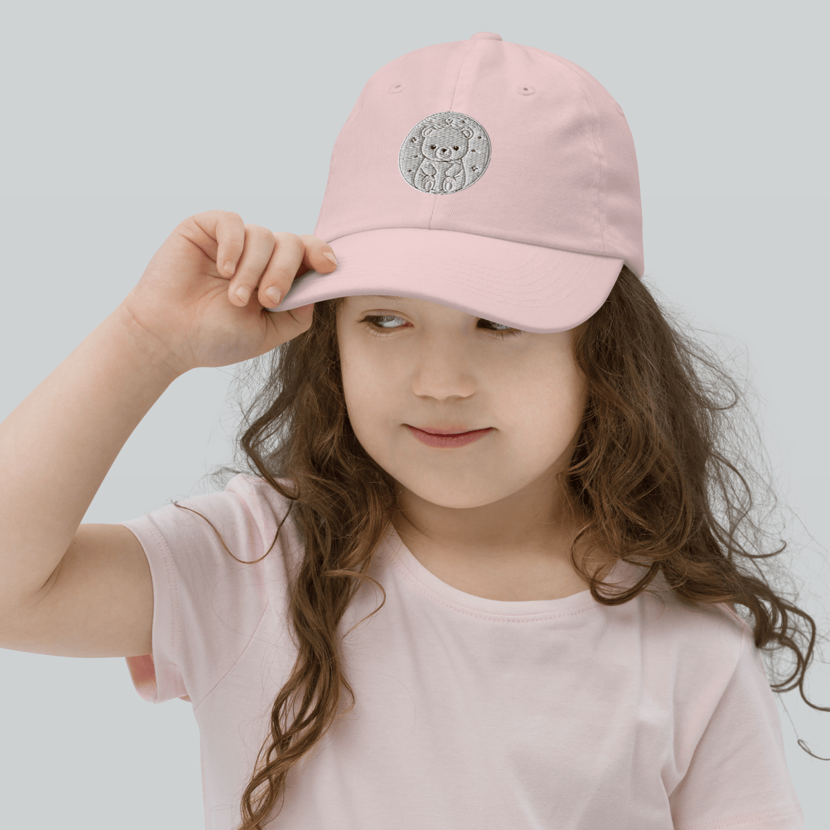 Youth Baseball Cap – Cute Bear Embroidered Hat for Kids