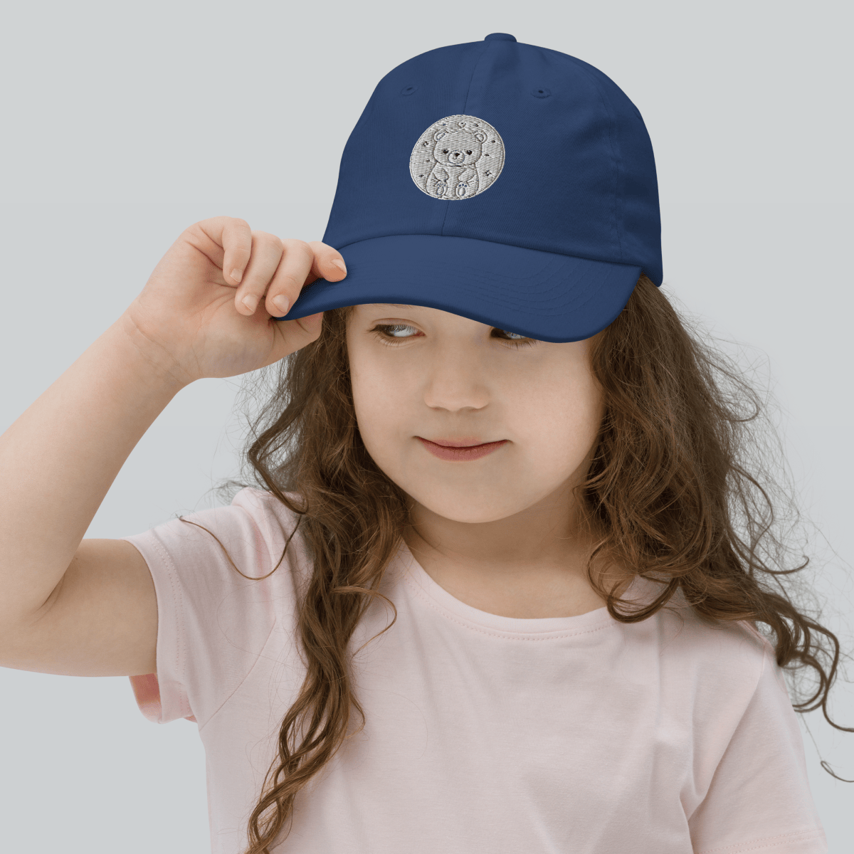 Youth Baseball Cap – Cute Bear Embroidered Hat for Kids
