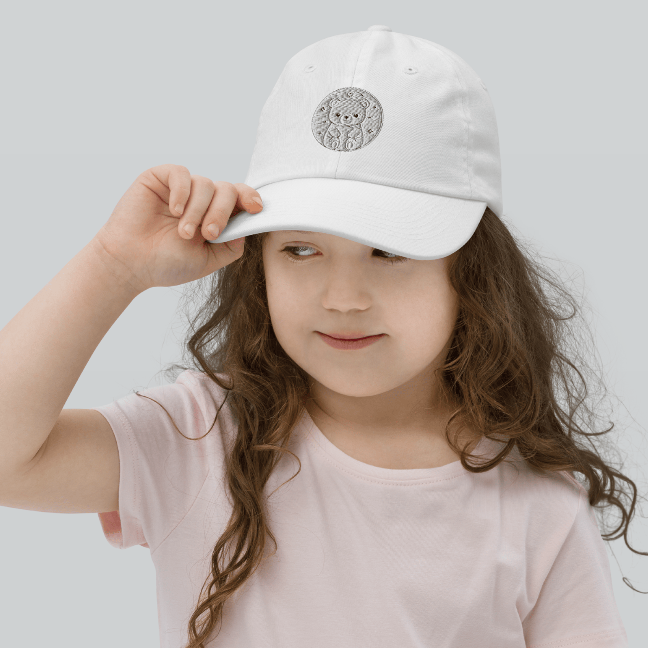 Youth Baseball Cap – Cute Bear Embroidered Hat for Kids